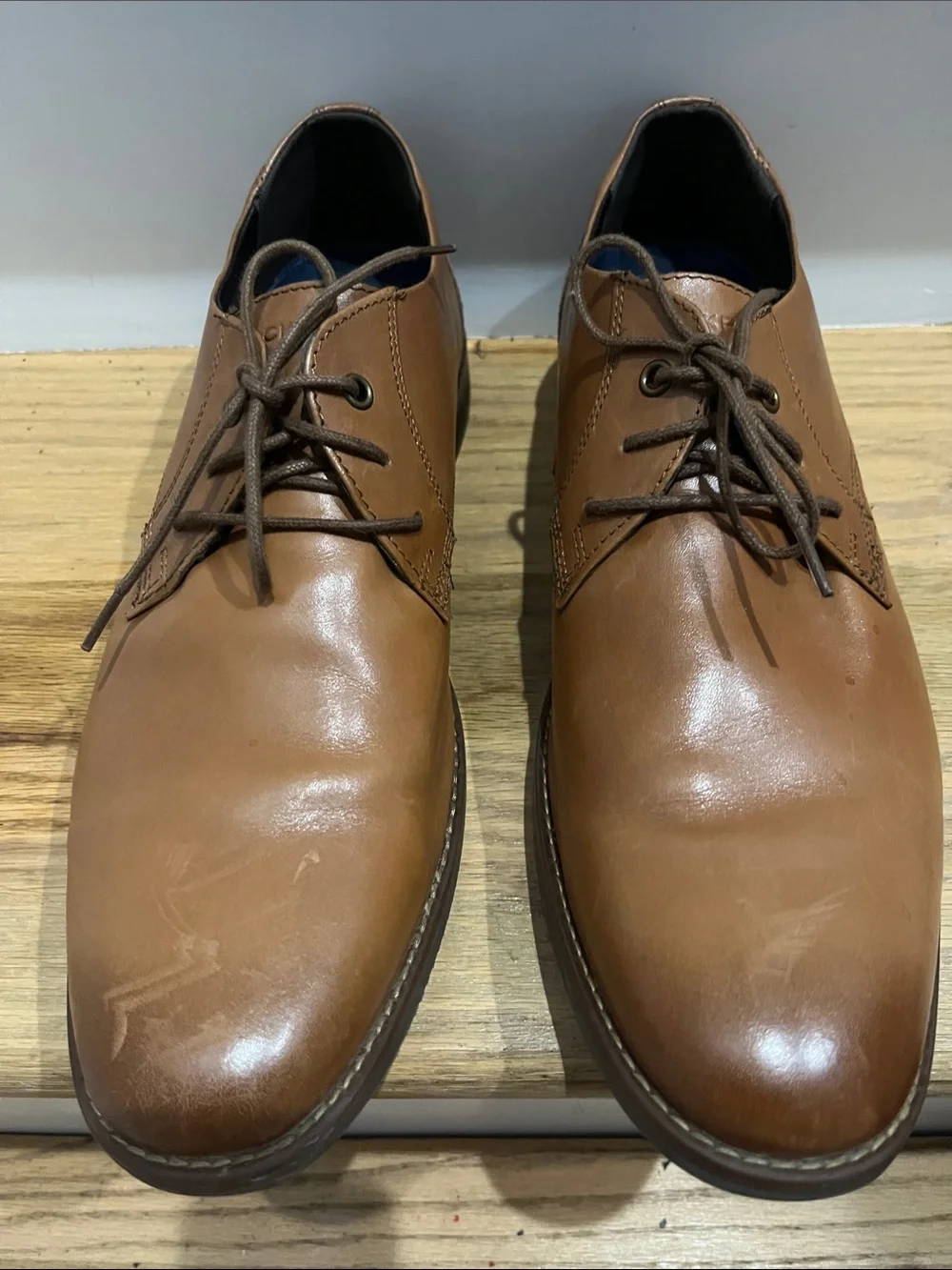 Rockport Tan Leather Derby Lace-Up Shoes